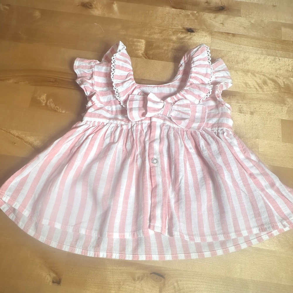 Mayoral Short Set Kids 24M Pink Excellent Striped Linen Blend Ruffle 2pc - Picture 5 of 8